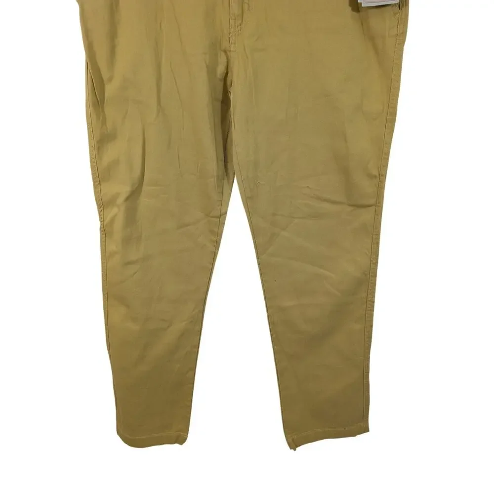 NWT! HALLSTATT/KOHL'S! PALE MUSTARD COTTON HIGH WAIST RELAXED PANTS! SZ 32 X 32